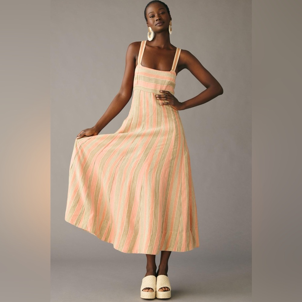 Maeve Peach and Mint Striped Sundress